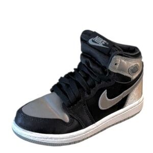 Jordan‎ 1 Retro High OG Satin Shadow Kids Shoes Size 11 Toddler Black Gray
